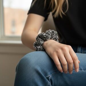 3/$12 Elegant Black and White Hair Scrunchie